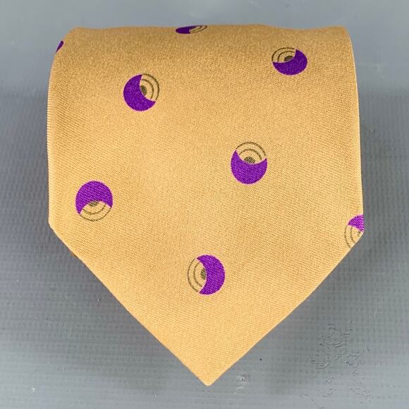 GIORGIO ARMANI Gold Purple Dots Silk Tie - Picture 1 of 4